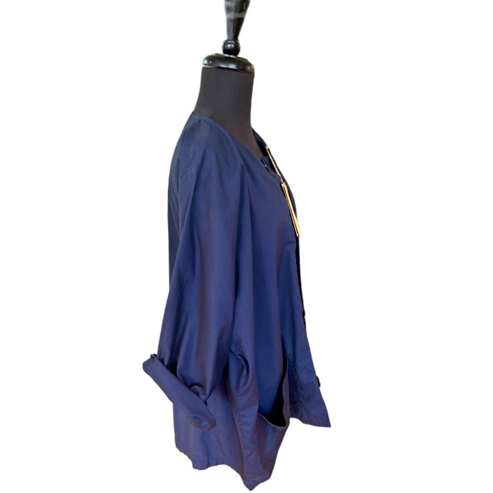 Monitaly Oversized 100% Cotton Navy Peasant Jacket Size XS - Picture 5 of 12